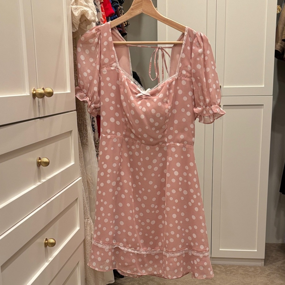 Pink Polka Dot Mini Dress